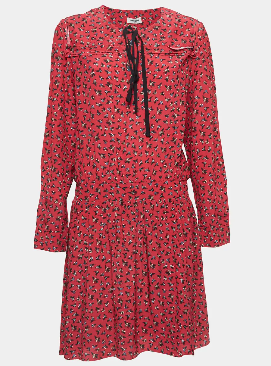 Zadig & Voltaire Red Floral Print Crepe Remus Liberty Mini Dress L