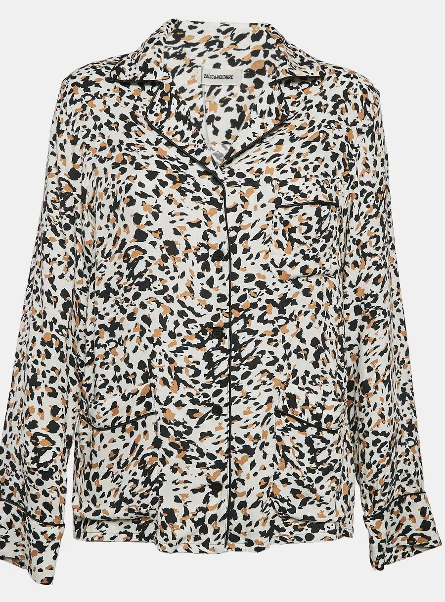 Zadig & Voltaire Brown Leopard Print Crepe Tradi Shirt S