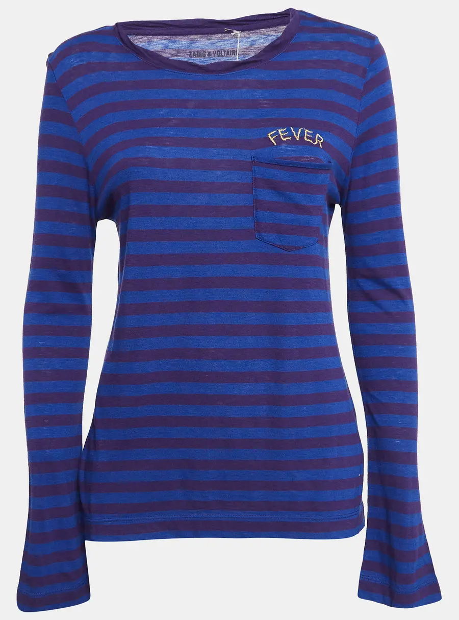 Zadig & Voltaire Blue/Purple Striped Jersey Regy T-Shirt S