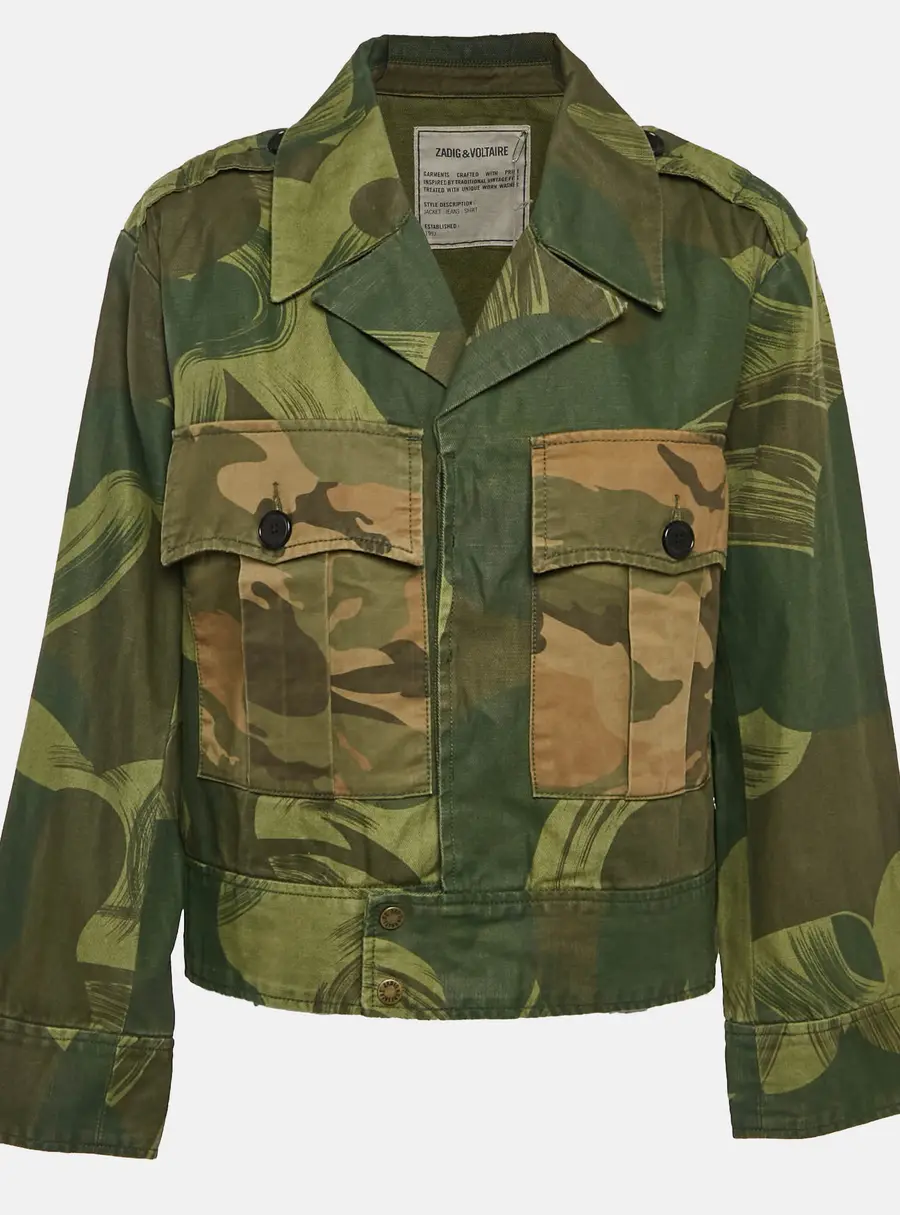 Zadig & Voltaire Green Camou Print Cotton Blend Kaleno Jacket S