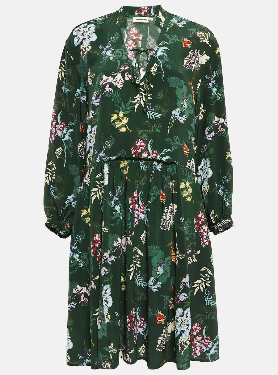 Zadig & Voltaire Green Resist Print Silk Season Dress S
