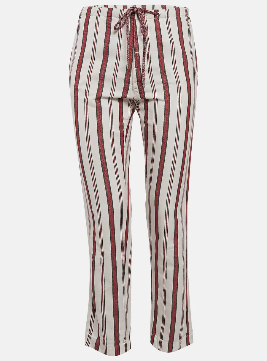 Zadig & Voltaire Cream Striped Cotton Raye Trousers S