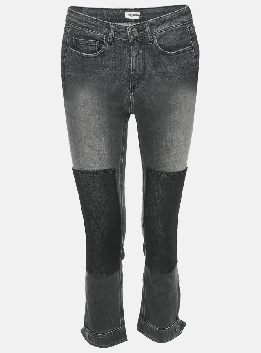 Zadig & Voltaire Grey Denim Skinny Eva Patch Jeans S Waist 25"