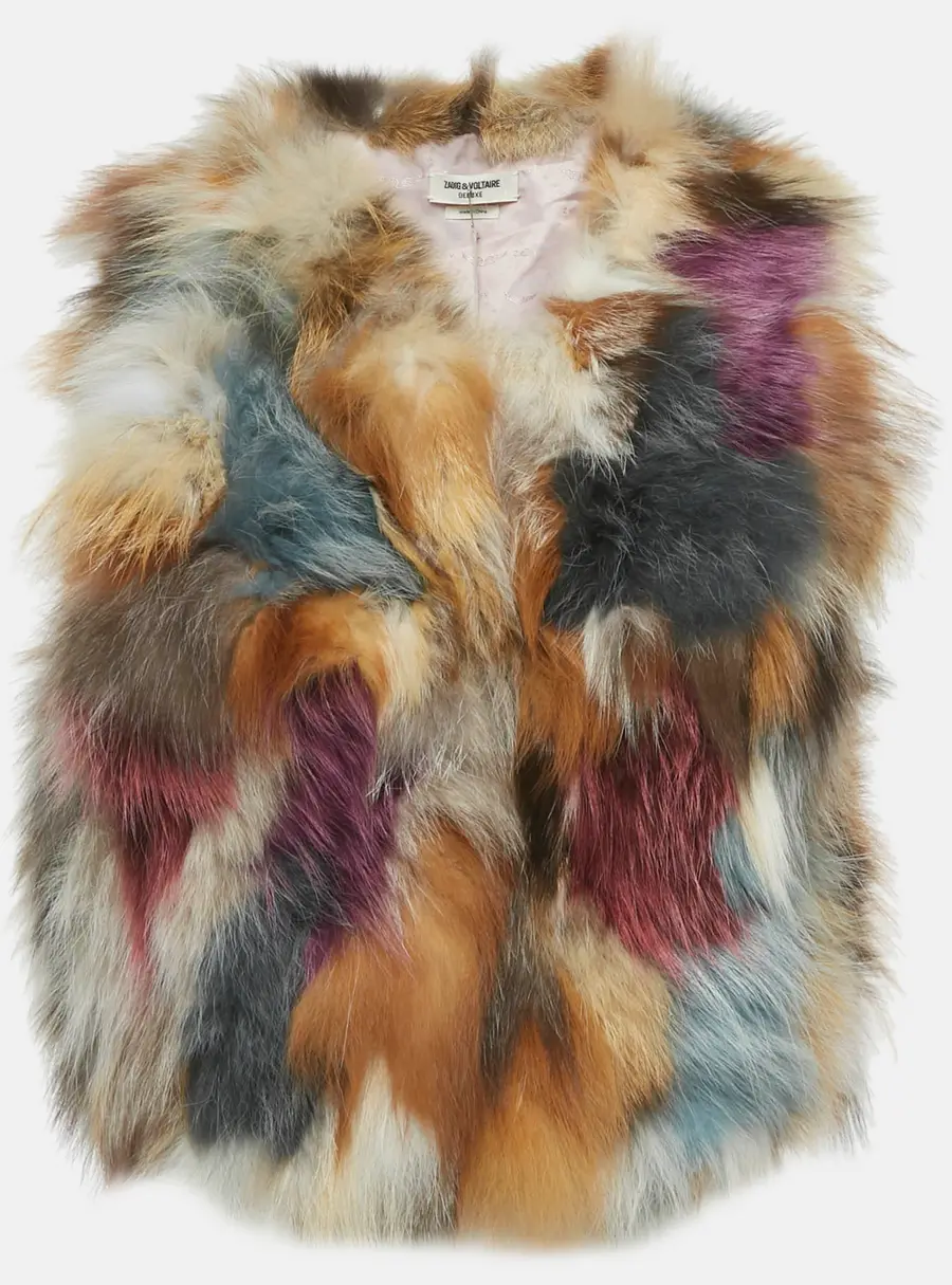 Zadig & Voltaire Deluxe Multicolor Dyed Fur Vest S