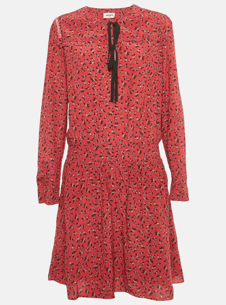Zadig & Voltaire Red Floral Print Crepe Remus Liberty Mini Dress L