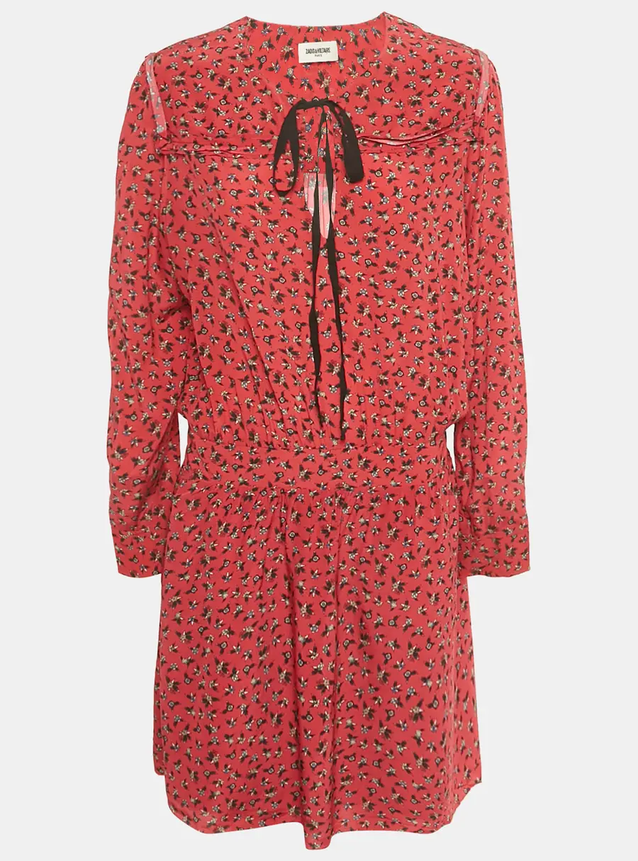 Zadig & Voltaire Red Floral Print Crepe Remus Liberty Mini Dress L