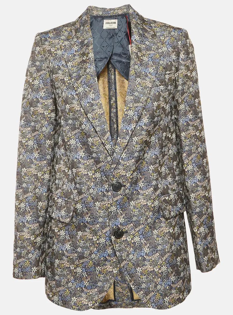 Zadig & Voltaire Blue Floral Jacquard Vegy Blazer S