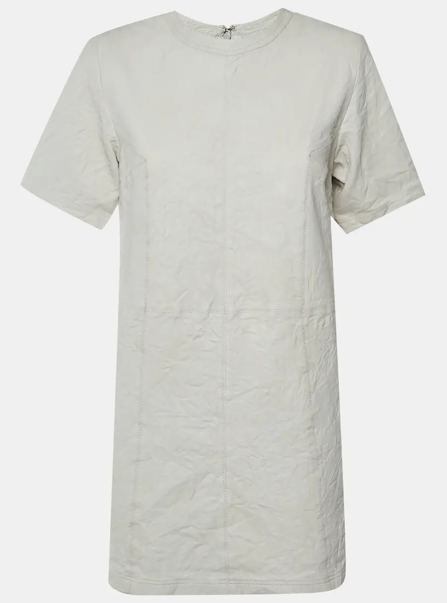 Zadig&Voltaire White Riddy Crinkled Leather Mini Sheath Dress S