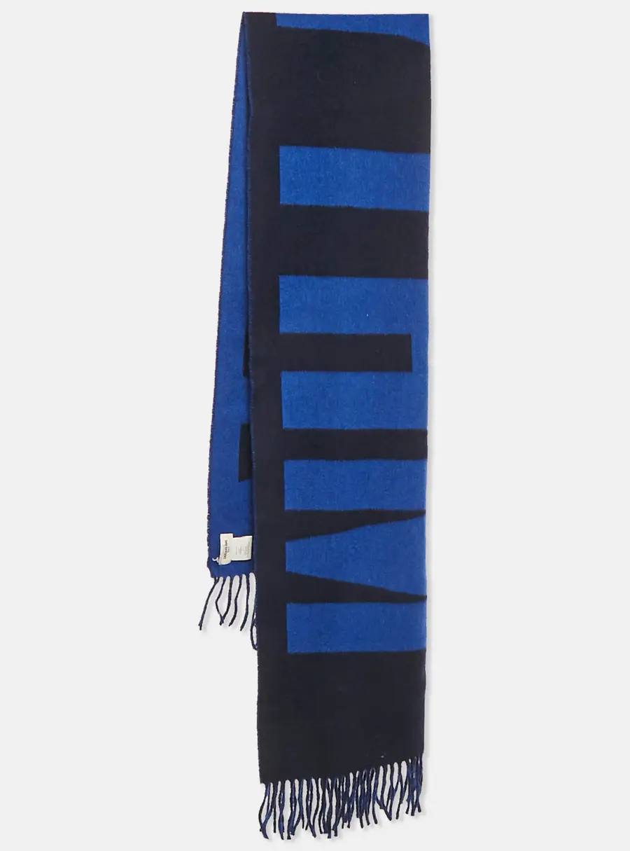 Zadig & Voltaire Blue Rhythm Intarsia Wool Blend Reversible Elliot Scarf