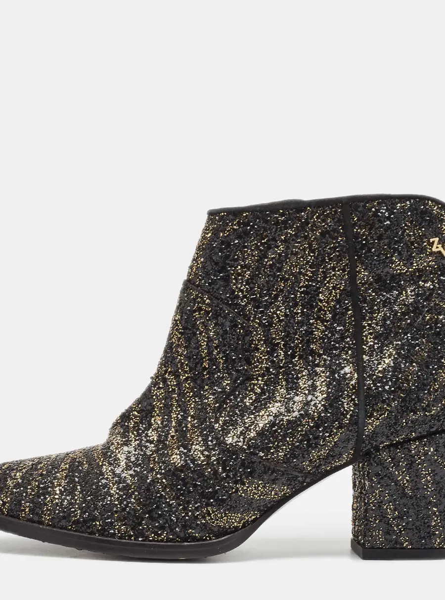 Zadig & Voltaire Molly Size 40 Black Glitter and Suede Ankle Length Boots