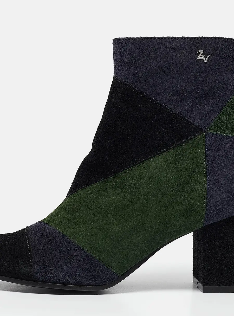 Zadig & Voltaire Multicolor Suede Block Heel Ankle Booties Size 36