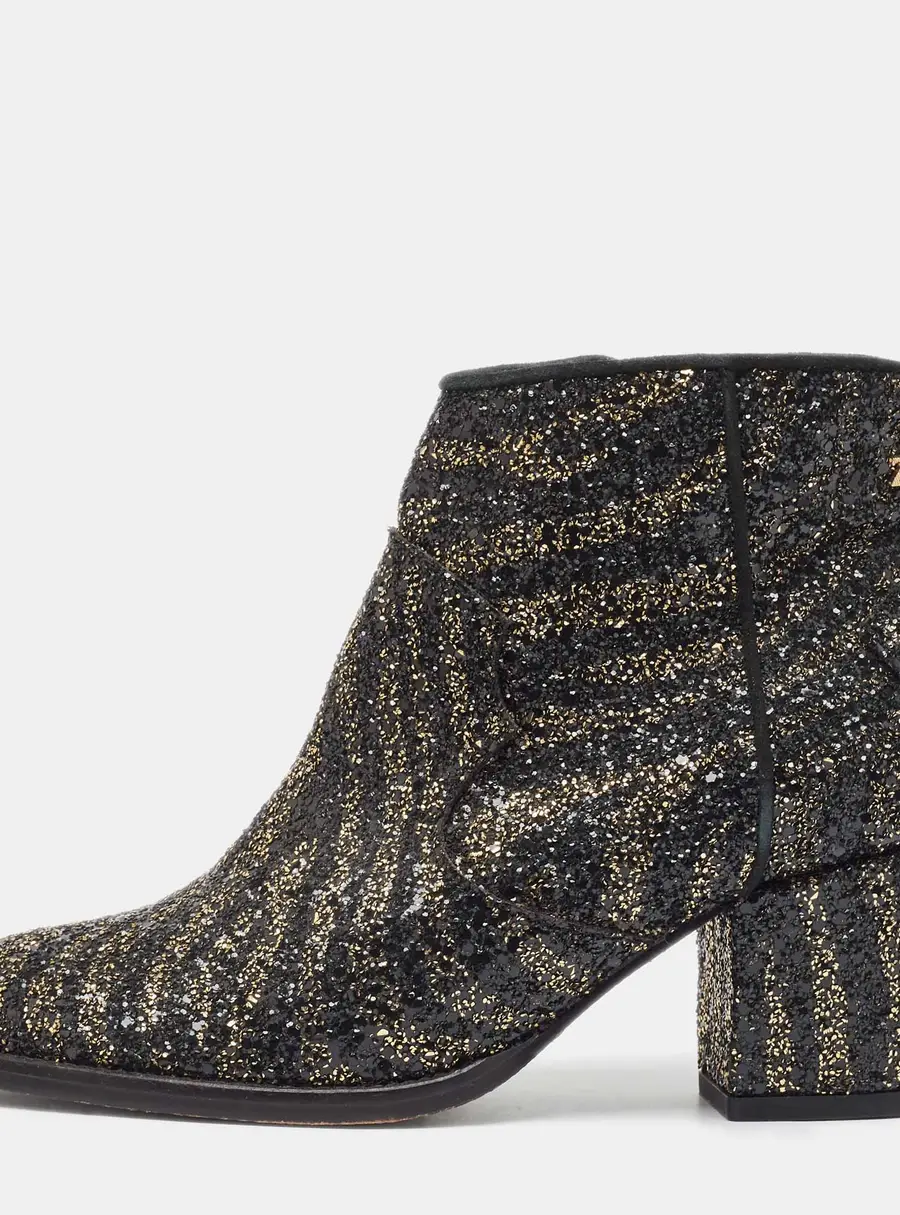 Zadig & Voltaire Molly Size 36 Black Glitter and Suede Ankle Length Boots