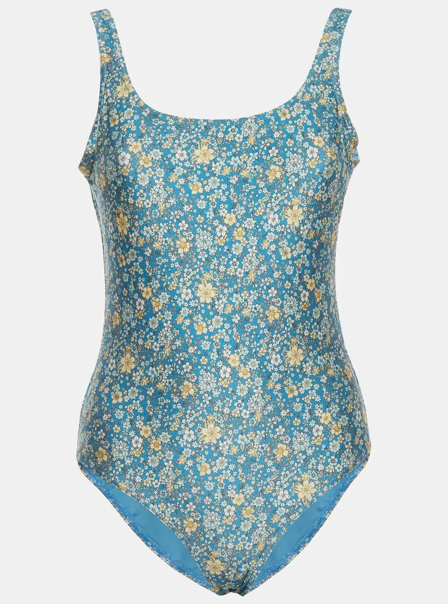 Zimmermann Blue Floral Print Jersey One-Piece Carnaby Swimwear M
