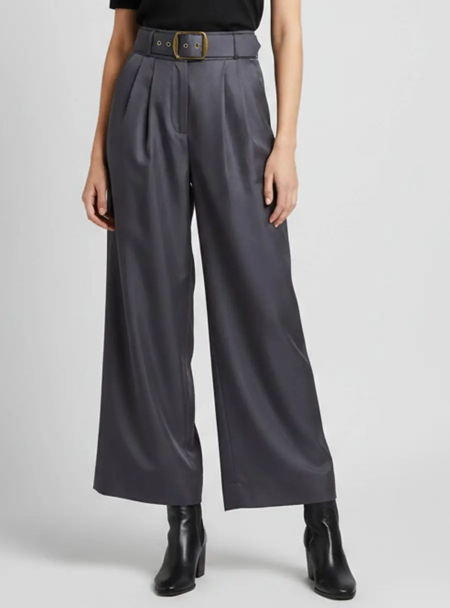 Zimmermann Paradise Navy Sateen Lyrical Pleated Pants XS