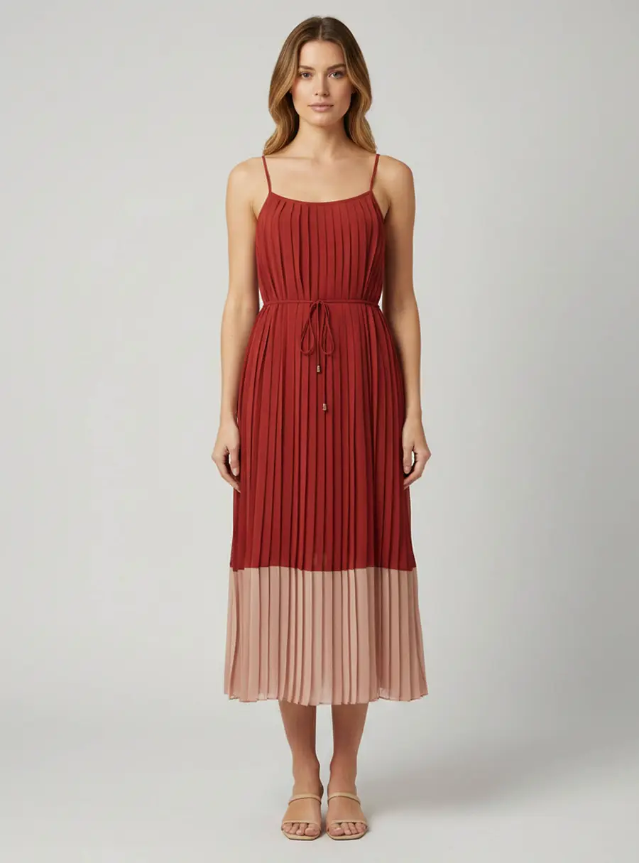 Zimmermann Colorblock Crepe Splice Pleat Slip Maxi Dress M