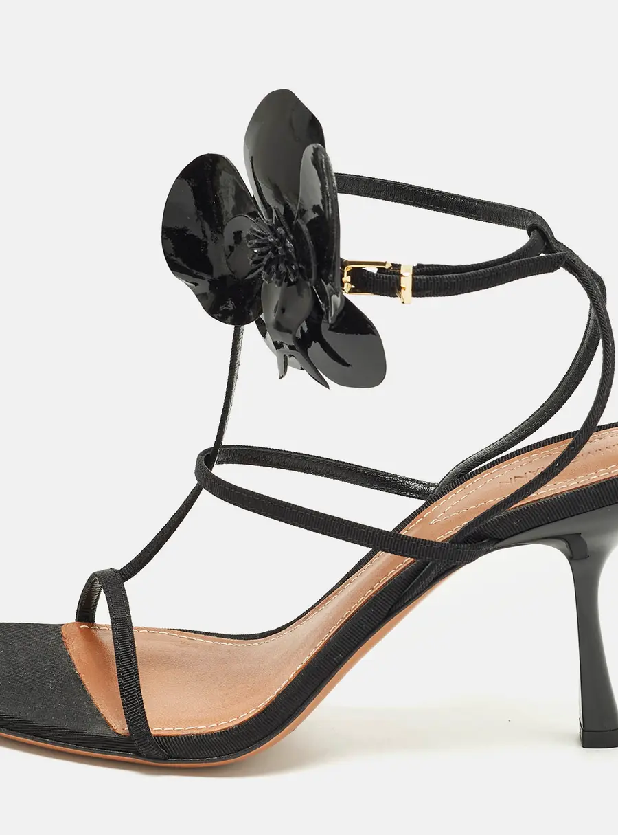 Zimmermann Orchid Size 39 Black Canvas Ankle Strap Sandals