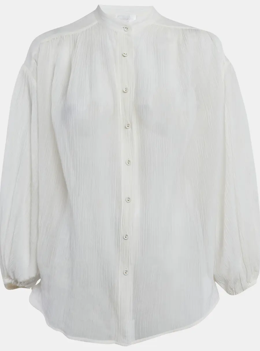 Zimmermann White Crinkle Cotton Voile Loose Fit Shirt M