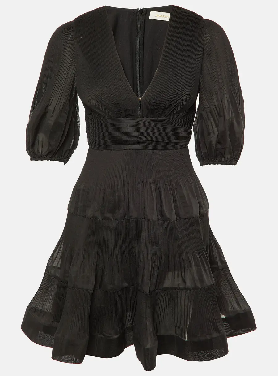 Zimmerman Black Plisse Mini Dress S