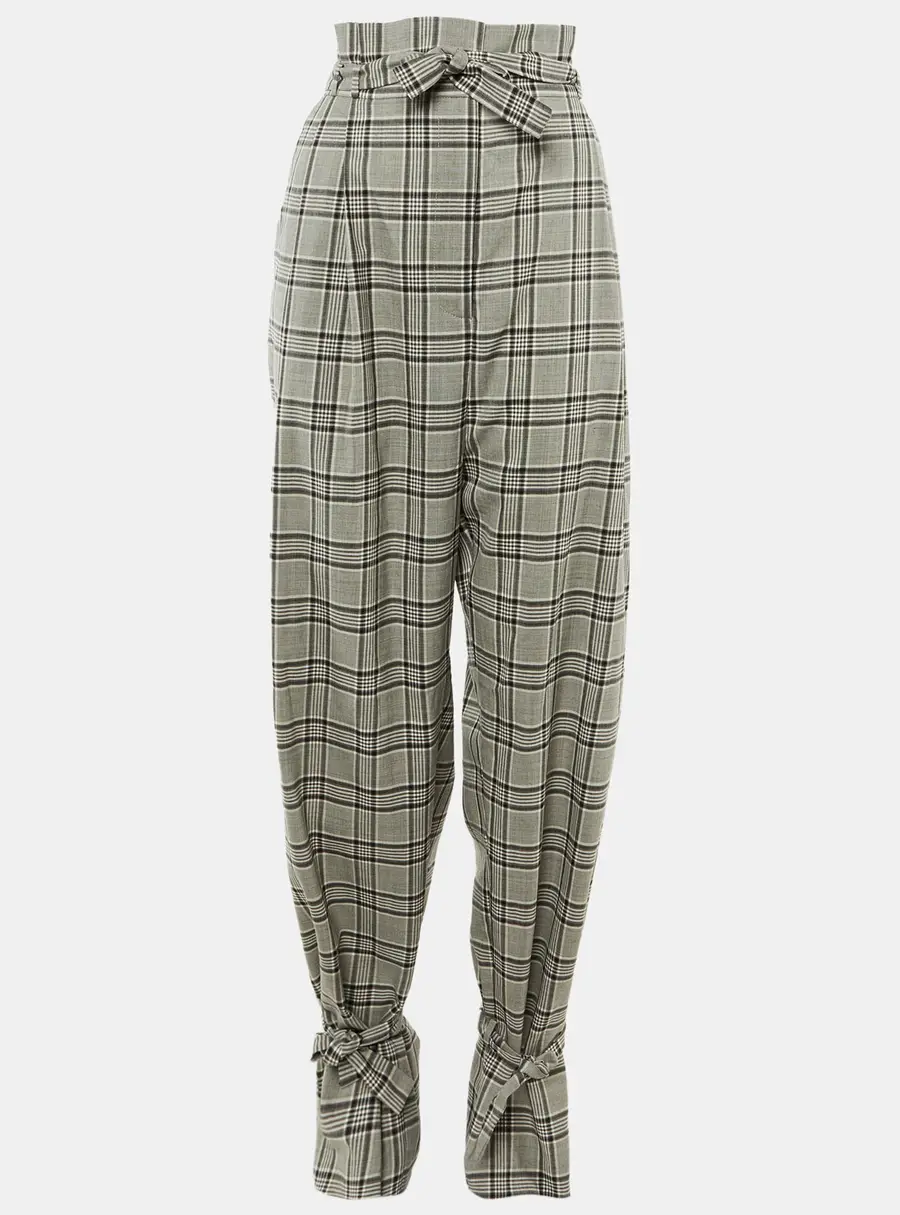 Zimmerman Black /Grey Checkered Print Wool Trousers L