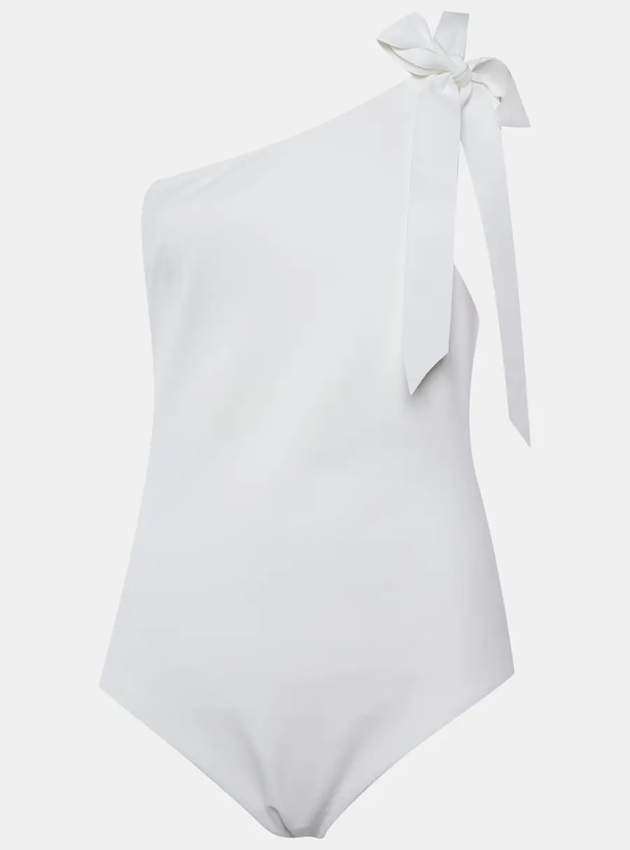Zimmermann White Synthetic Bow Detail One Shoulder Zinnia One Piece Swimsuit L