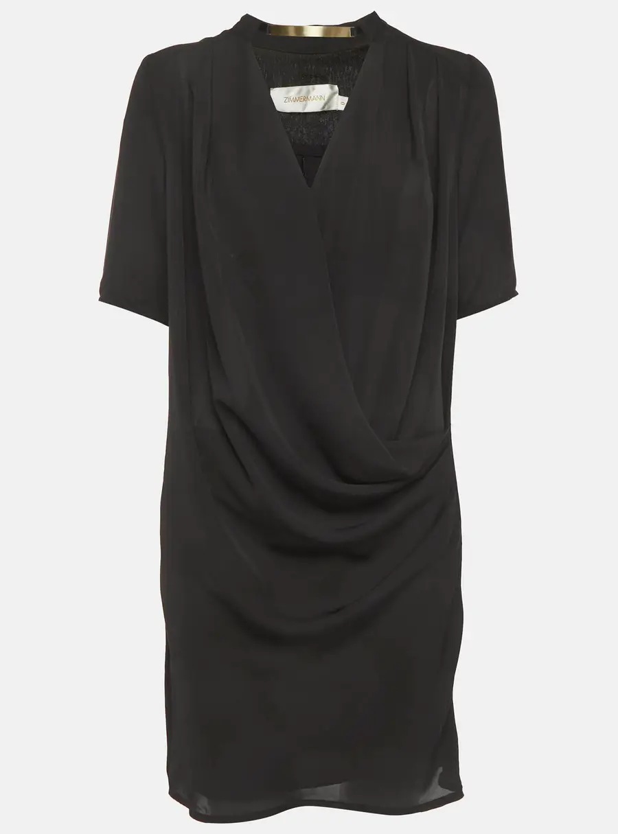 Zimmermann Black Crepe Draped Mini Dress S