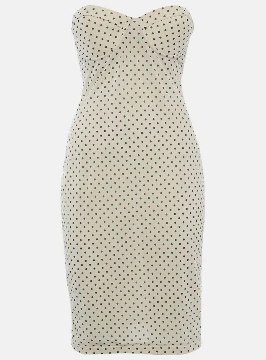 Zimmerman Beige Polka Dots Jersey Strapless Midi Dress M