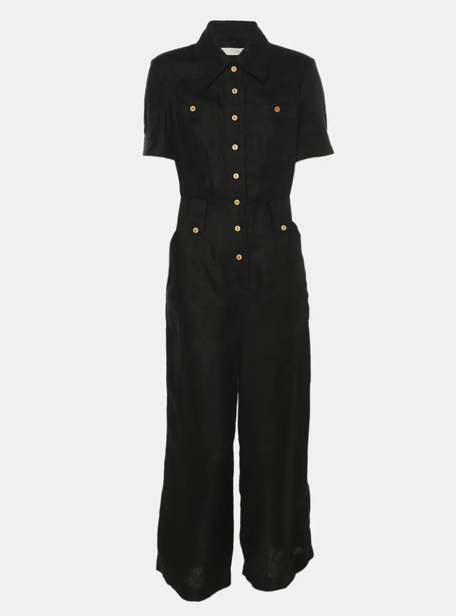 Zimmermann Black Linen Jumpsuit XS