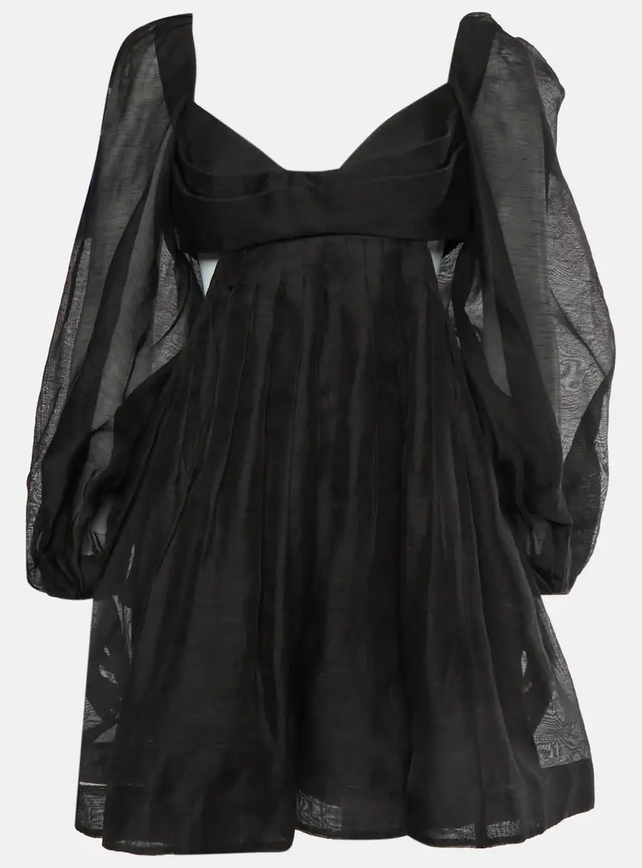 Zimmermann Black Linen Blend Harmony Bralette Mini Dress M