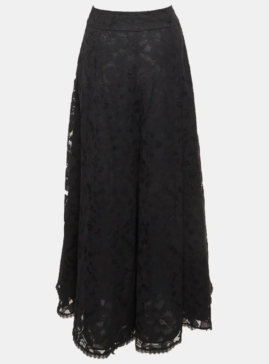 Zimmermann Black Illuminate Lace Wide Leg Culottes L
