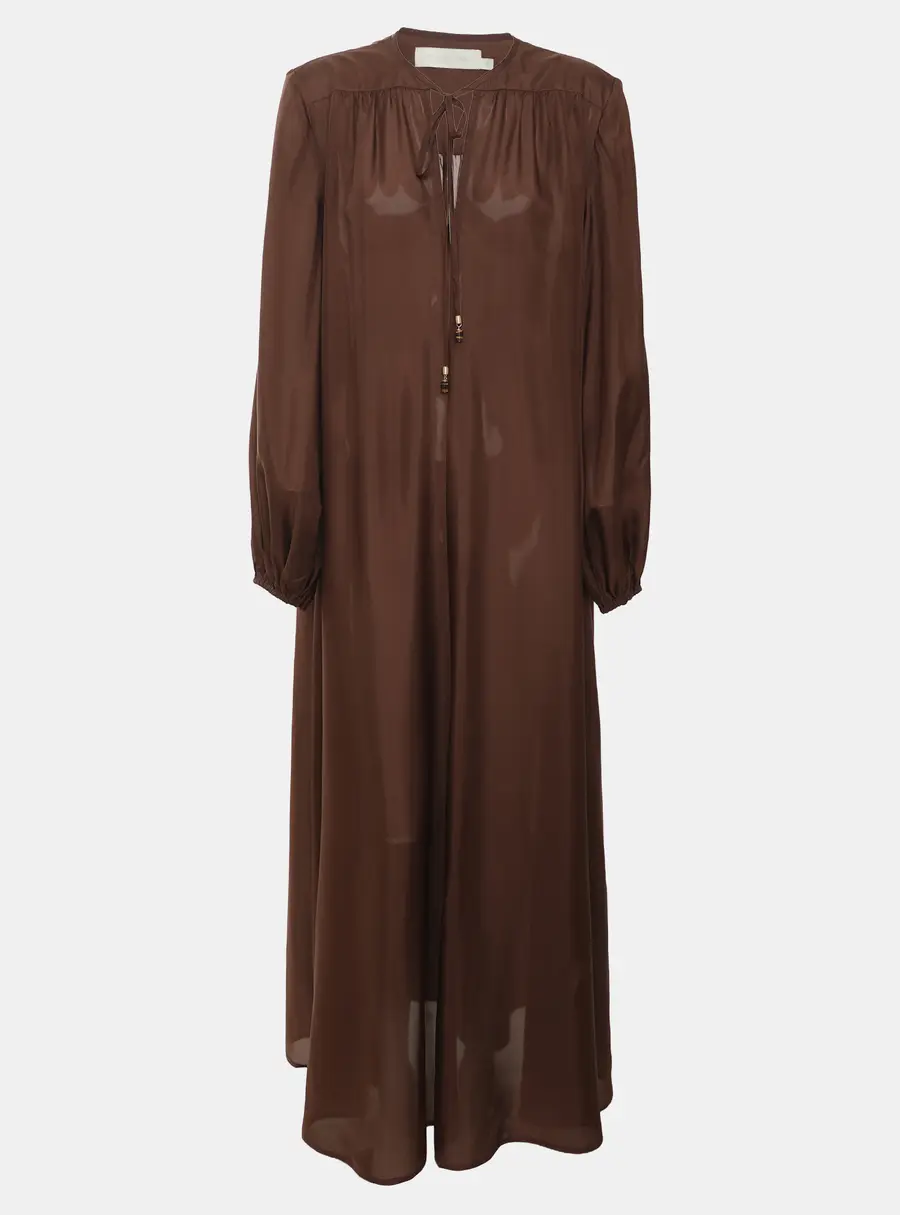 Zimmermann Brown Satin Maxi Dress S