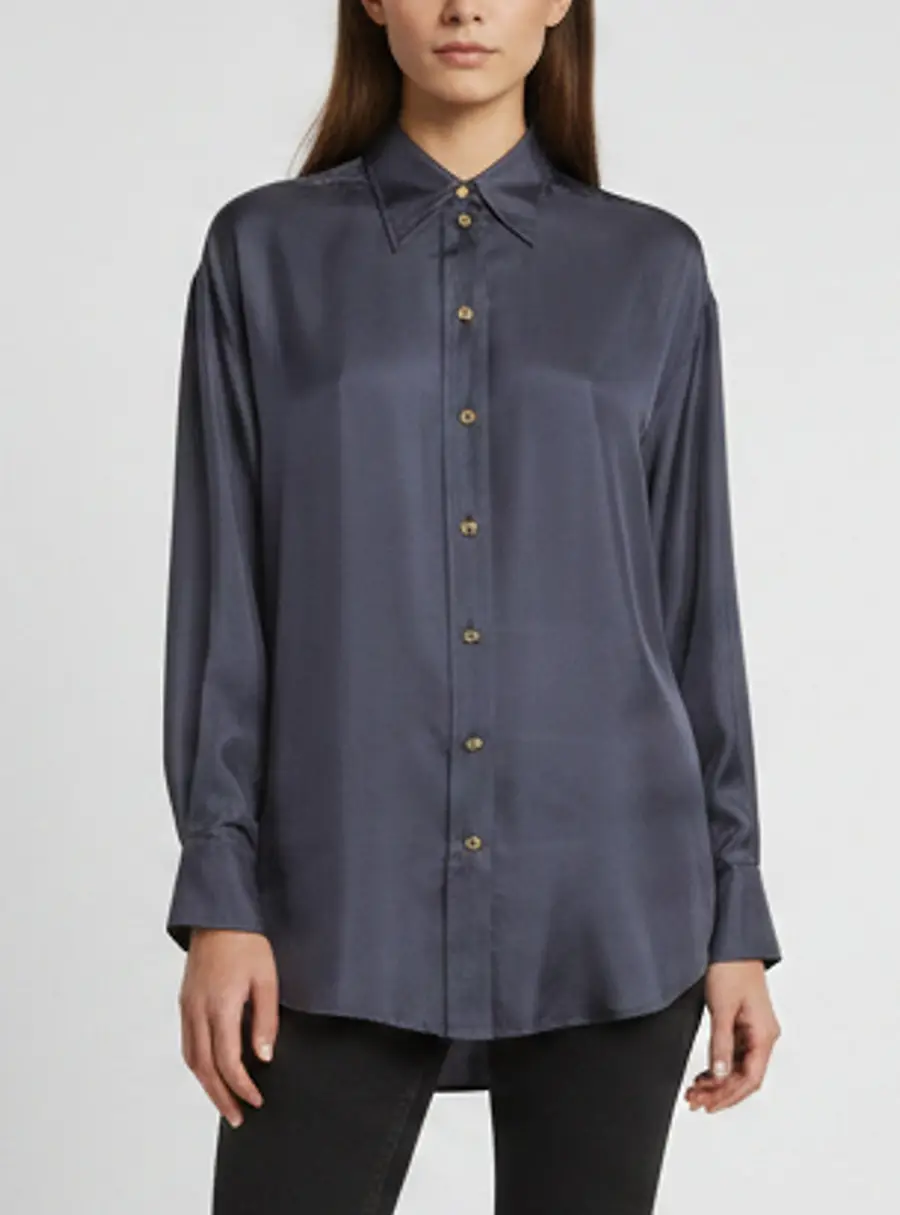 Zimmermann Grey Silk Relaxed Lyrical Shirt M
