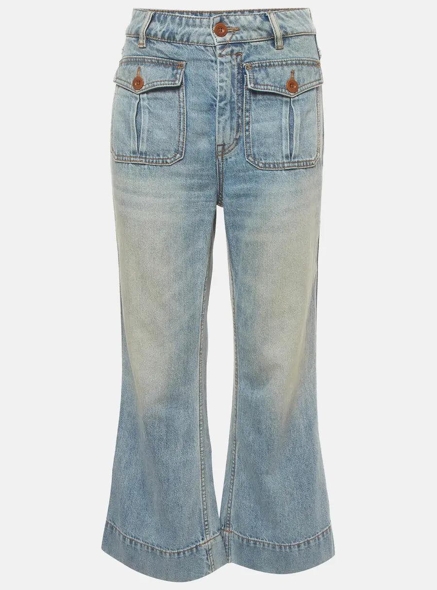 Zimmermann Blue Denim Flared Utility Raie Jeans M/Waist 28"