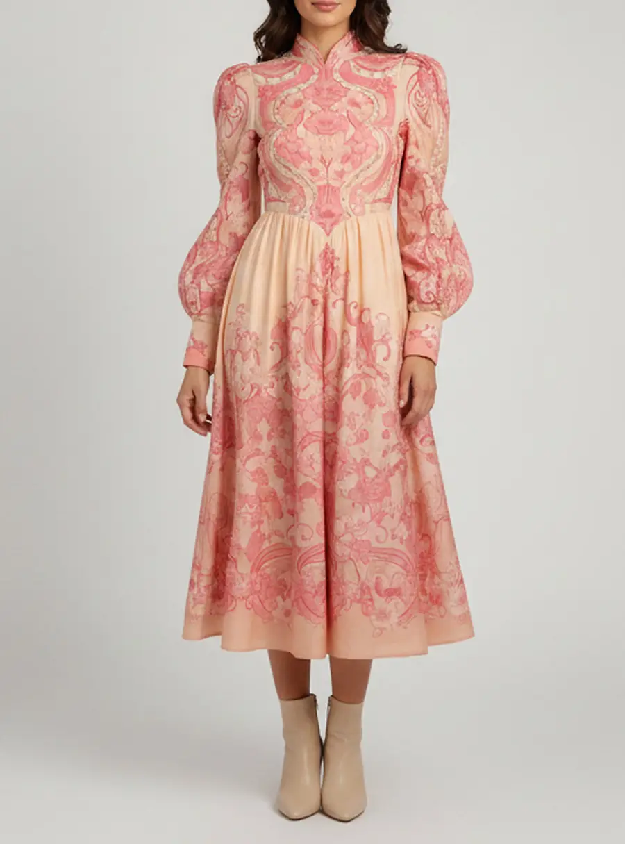 Zimmermann Multicolor Poppy Printed Linen Blend Organza Concert Midi Dress S